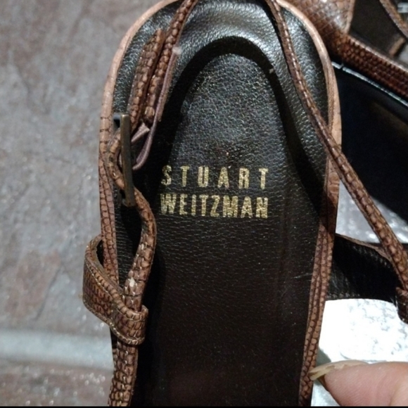 Stuart Weitzman croc embossed sling back heel sandal pump size 9 - Picture 4 of 7